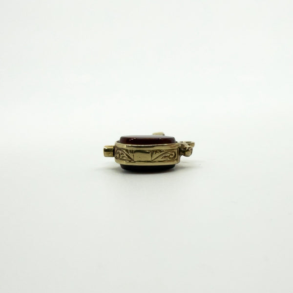 Vintage 9ct Gold Double Sided Black Onyx & Carnelian Fob 375
