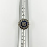 Antique Edwardian 14ct Gold Rose Cut Diamond & Sapphire Bombe Ring 585 Size O P