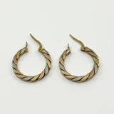 Chunky Vintage 9ct Gold Tri Coloured Twisted Hoop Earrings 375