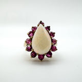 Huge Vintage 9ct Gold Opal & Ruby Ring ( approximately 3ct Total Gems )