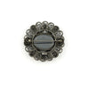 Large Vintage Sterling Silver Filigree Hematite Brooch 925