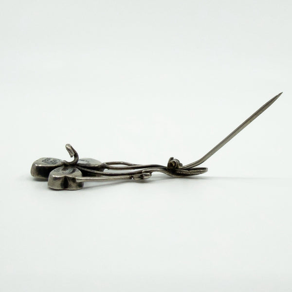 Antique 1909 Sterling Silver Celtic Lucky Irish Connemara Shamrock Brooch 925