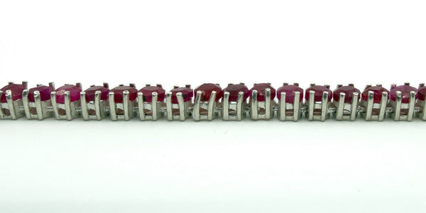 18.4" Sterling Silver 27ct Natural Ruby Tennis Necklace 925