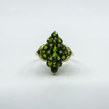 9ct Yellow Gold Green Tourmaline Cluster Ring 375 Size K