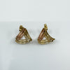 Vintage 9ct Gold 3x Coloured Gold Triangular Earrings White Rose Yellow Gold 375