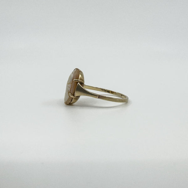 Vintage 9ct Gold Small Left Facing Carved Cameo Ring 375 Size P 