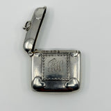 Large Antique 1904 Sterling Silver Reversible Vesta Case Engraved Locket 925