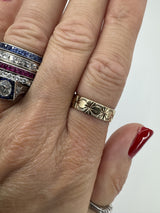 Vintage 9ct Gold Celestial Starry Engraved Full Band Ring 375 Size O (1977)