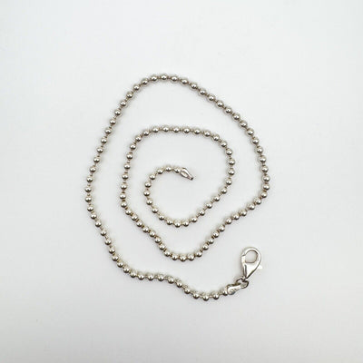 17.5” Beaded Ball Chain / Necklace in Sterling Silver 925 10g