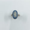 Vintage Sterling Silver Wedgewood Blue Jasper Ware Cameo Ring 925 Size J - K