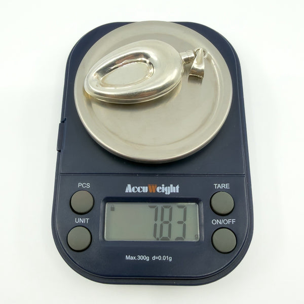 Unusual Chunky Vintage Sterling Silver Oval Perfume / Poison Bottle Pendant 925