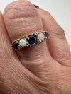 Vintage 9ct Gold Sapphire & Opal Band / Ring 375 Size L Eternity Half Hoop