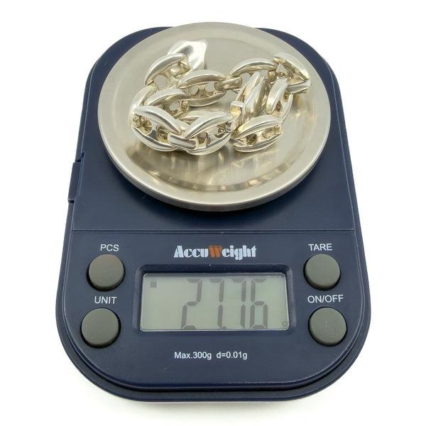 Sterling Silver Chunky Oval Mariner Links 7.8” Bracelet 925