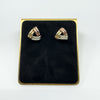 Vintage 9ct Gold 3x Coloured Gold Triangular Earrings White Rose Yellow Gold 375
