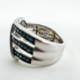 Sterling Silver Blue & White Diamond Eternity Band Ring Size L