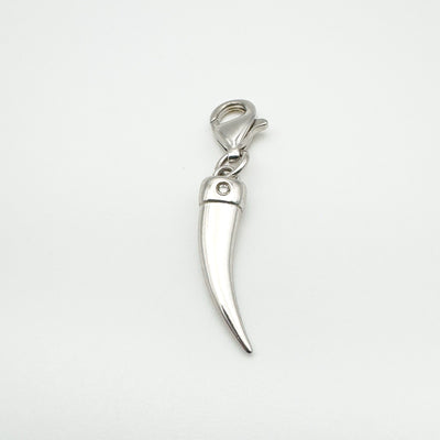 Diamond Tooth - Horn Pendant / Charm in Sterling Silver 925