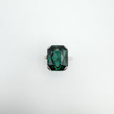 Large Green 6ct CZ Emerald Solitaire Ring in Sterling Silver 925 Size L - M