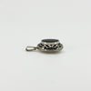 Chunky Vintage Sterling Silver Oval Black Onyx Engraved Locket 925