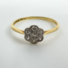 18ct Gold & Platinum Diamond Cluster Flower Ring 750 Size O