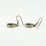 Vintage 9ct Gold Fob Earrings Blue John & Black Onyx 375 by David Scott Walker