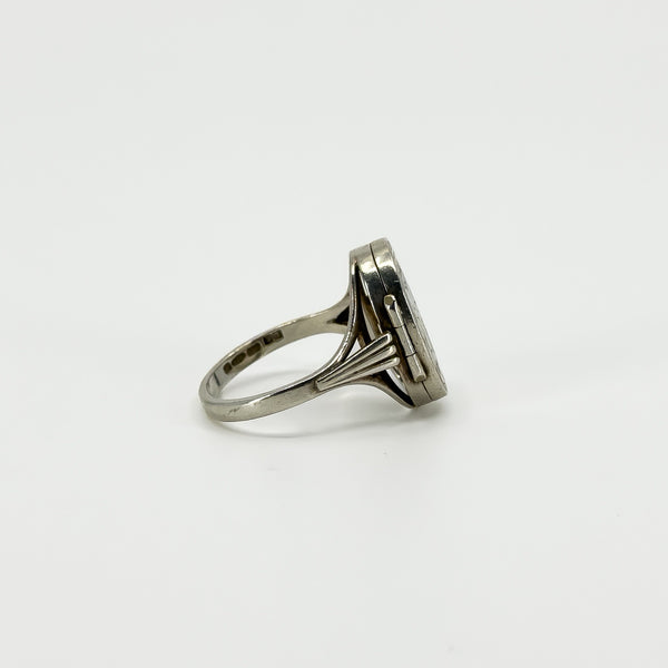Vintage Sterling Silver Engraved Secret Locket Ring 925 Size P