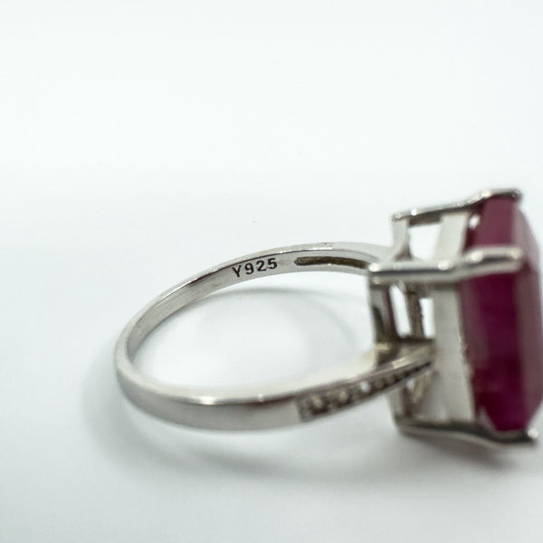 Large Sterling Silver 4.00ct Natural Ruby Solitiare Ring 925 Size K - L
