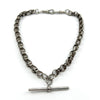 Antique Sterling Silver Chunky Fancy Link 15.5” Albert Chain & T-Bar 925