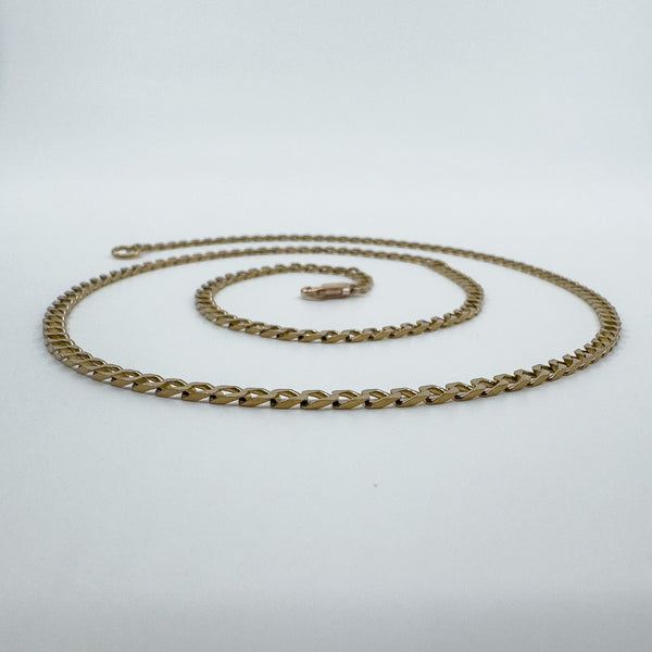 Vintage 9ct Rose Gold 21.5” Flat Curb Chain / Necklace 375 Unisex