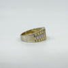 Gold on Sterling Silver Rolex Pattern Band Diamond Ring 925 Size R