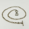 Vintage Sterling Silver 16.8” Rolo Chain & CZ T-Bar Toggle 925