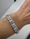 Chunky Sterling Silver 40ct Double Row CZ Tennis 8" Bracelet 925