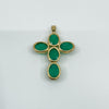Chunky Vintage 9ct Gold Green Chrysoprase Christian Cross Pendant / Charm 375