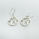 New World Map Earrings on Shepherd Hooks in Sterling Silver 925