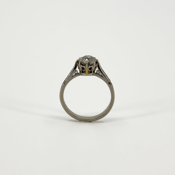 Antique Platinum 0.90ct Old Cut Diamond Solitaire Ring 950 Size I - J