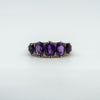 Chunky Vintage 9ct Gold 2.65ct Amethyst 5 Stone Ring Size Q 