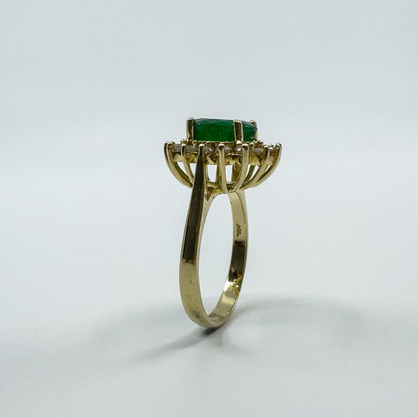 14ct Gold 1.77ct Emerald & Diamond Cluster Ring 585 Size N Engagement Stacking