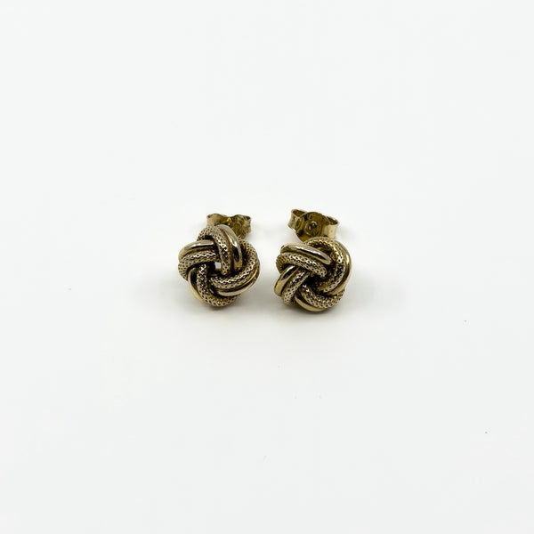 Vintage Chunky 9ct Gold Knotted Stud Earrings 375