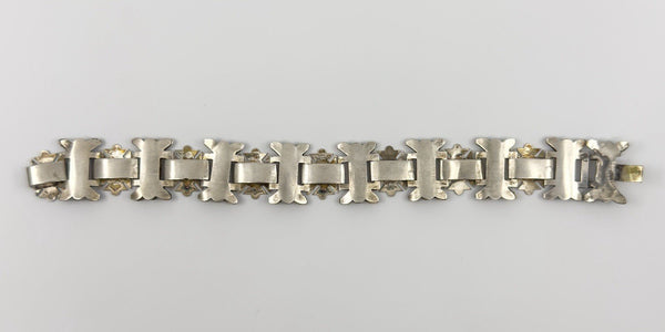 RARE Antique Victorian Ivy Leaf Engraved Book Chain Silver Bracelet