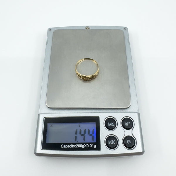 Vintage 9ct Gold Floral Engraved Buckle Ring 375 Size O 1/2