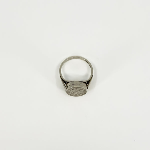 Vintage Sterling Silver Engraved Secret Locket Ring 925 Size P