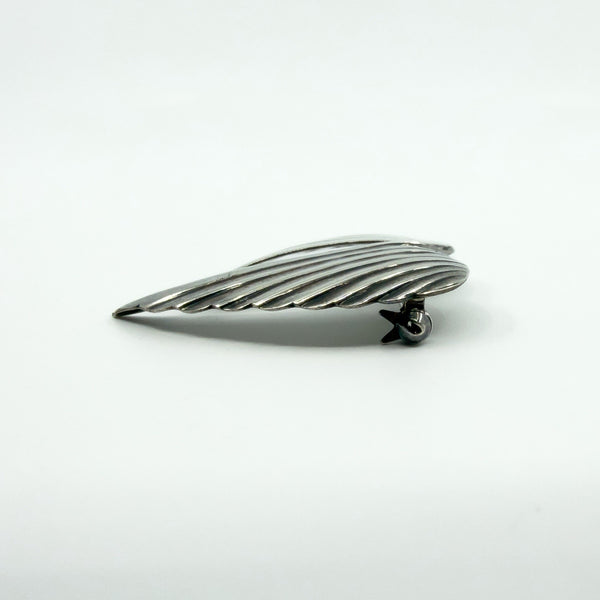 Large Sterling Silver Vintage Double Angel Wings Brooch 925