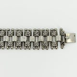 RARE Antique Victorian Sterling Silver Floral Engraved Book Chain Bracelet 925