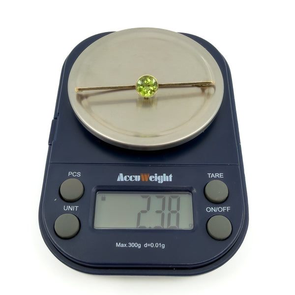 Antique / Art Deco 15ct Gold 1.50ct Peridot Bar Brooch / Pendant 585