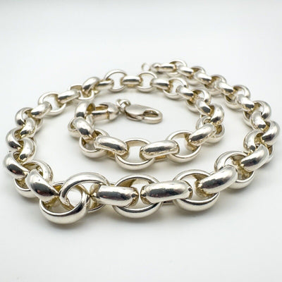 Chunky 18” Belcher Chain / Necklace in Sterling Silver 925 Heavy 97g