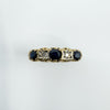 Vintage 9ct Gold 5 Stone Diamond & Sapphire Ring Size M (Sheffield 1978)