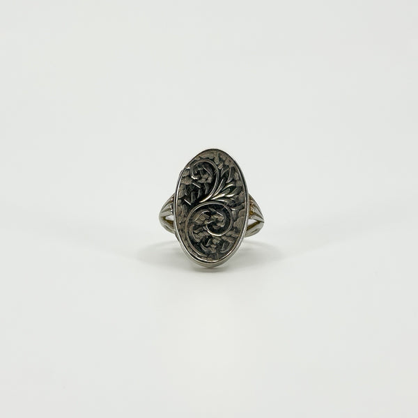 Large Vintage Sterling Silver Engraved Secret Locket Ring 925 Size L (Birm 1974)