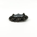 Large Vintage Sterling Silver Filigree Hematite Brooch 925