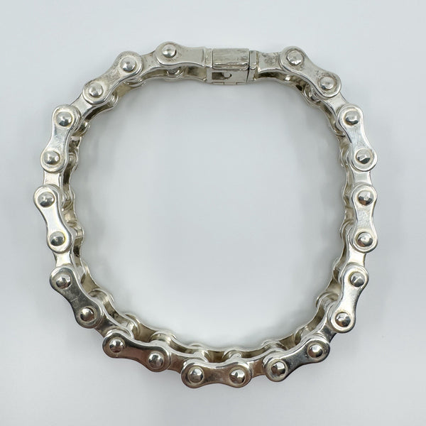 Unusual Sterling Silver Chunky Biker Chain Links 9.3" Bracelet 925 Heavy 71g