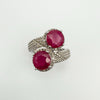New 4ct Ruby Toi Et Moi Ring in Sterling Silver Size N