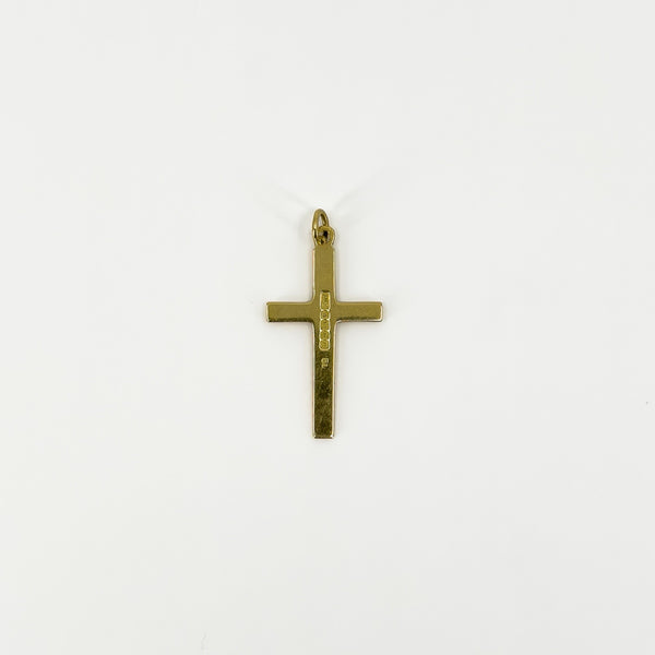 Vintage 18ct Gold Diamond Cut Christian Cross Pendant / Charm 750 Reversible